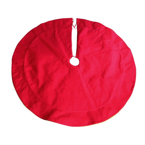 Vintage Christmas Tree Skirt Snowman Scene - Picture 3 of 3